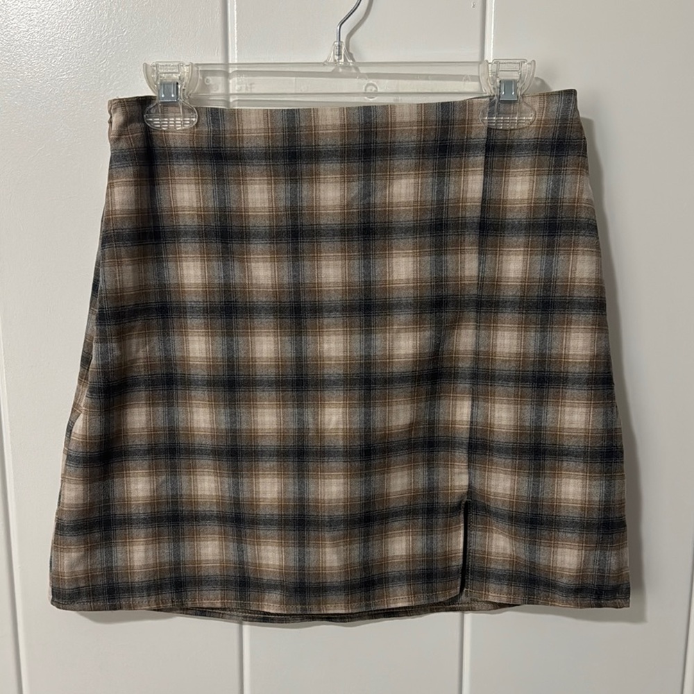 Plaid Tan and Black Women's Skirt